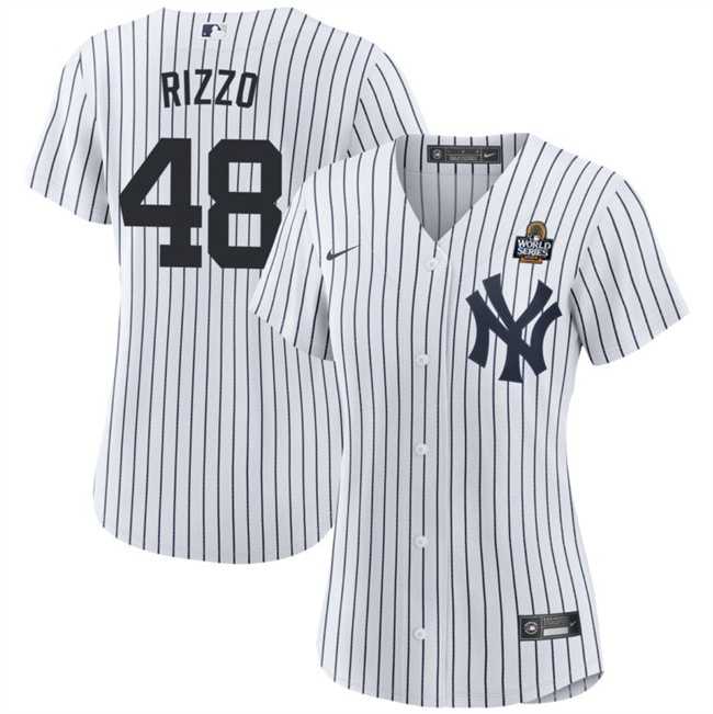 Womens New York Yankees #48 Anthony Rizzo White 2024 World Series Cool Base Stitched Jersey Dzhi